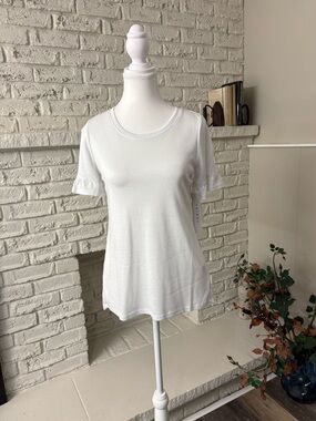 Tribal White Ruffle Sleeve Crewneck Tee Size XS